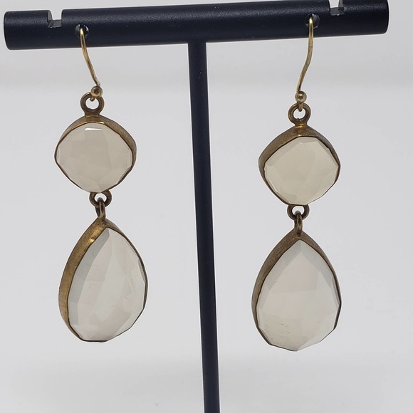 Unbranded Jewelry - Clear Quartz Stone Teardrop Dangle Hook Earrings